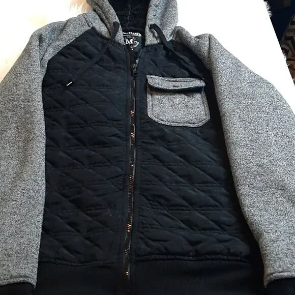 MACHINE 71 Mens Black /Gray Fleece Jacket S - Picture 3 of 7